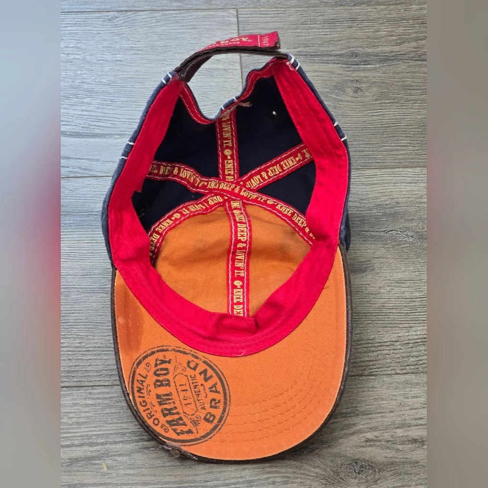 Farm Boy Geberation Kids Hat Velcro Blue White Barn Chore Outdoor Cowboy